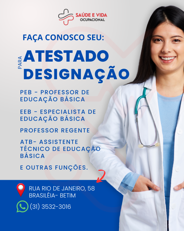 Atestado de Designação para Professor em Betim – Faça Aqui na Saúde e Vida Ocupacional